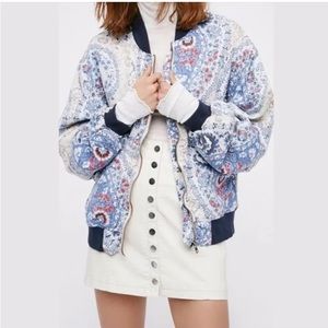 Free People Paisley Print Bomber Jacket Large